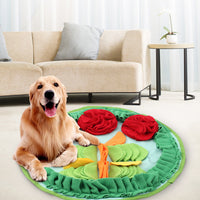 HKM-0843325 Full Garden Spring Sniffing Pad for Pets - Round Polar Fleece Chew Toy, 43cm Diameter, Colorful Floral Design