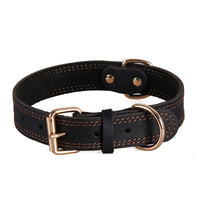 HKM-0843453 Retro Leather Dog Collar with Copper Hook for Medium to Large Breeds