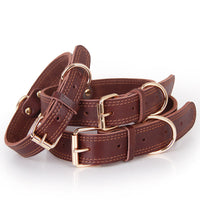 HKM-0843453 Retro Leather Dog Collar with Copper Hook for Medium to Large Breeds