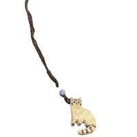 HKM-0844093 Cute Cat Pendant Braided Necklace for Women - Retro Beige O-Type Chain