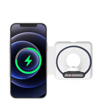 HKM-084499 Folding Dual Wireless Magnetic Charger Compatible with iPhone Models, Type-C Input, 15W Output
