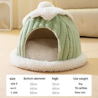 HKM-0845501 Cozy Cat Nest Bed for Autumn & Winter - Warm, Soft, Available in Gray and Green