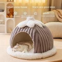 HKM-0845501 Cozy Cat Nest Bed for Autumn & Winter - Warm, Soft, Available in Gray and Green