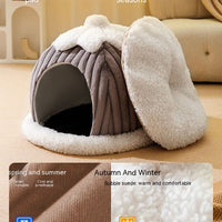 HKM-0845501 Cozy Cat Nest Bed for Autumn & Winter - Warm, Soft, Available in Gray and Green