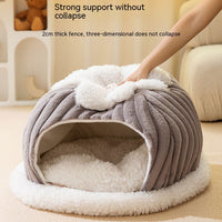 HKM-0845501 Cozy Cat Nest Bed for Autumn & Winter - Warm, Soft, Available in Gray and Green