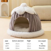 HKM-0845501 Cozy Cat Nest Bed for Autumn & Winter - Warm, Soft, Available in Gray and Green