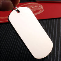 HKM-0846269 Stainless Steel Laser Engraved Dog Tag Pendant for Personalization - Polished Finish, 50mm x 29mm, Black