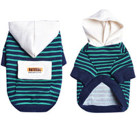 HKM-0846525 Striped Hooded Dog Sweater for Small Dogs – Casual Cotton Sportswear in Orange and Green