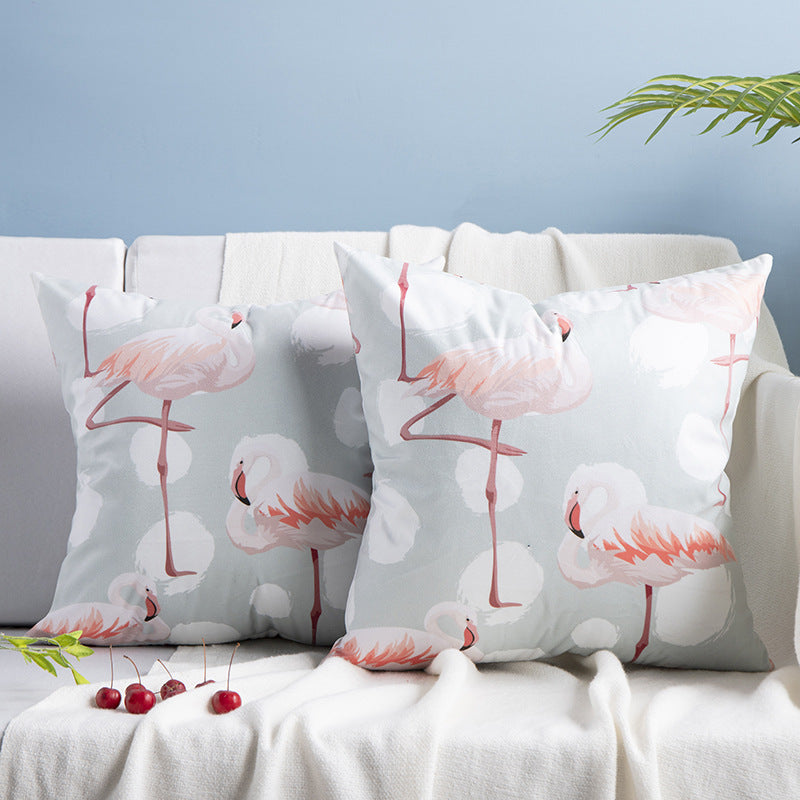 HKM-084755 Flamingo Rich Velvet Pillow with PP Cotton Filling, Nordic Style, 45x45CM