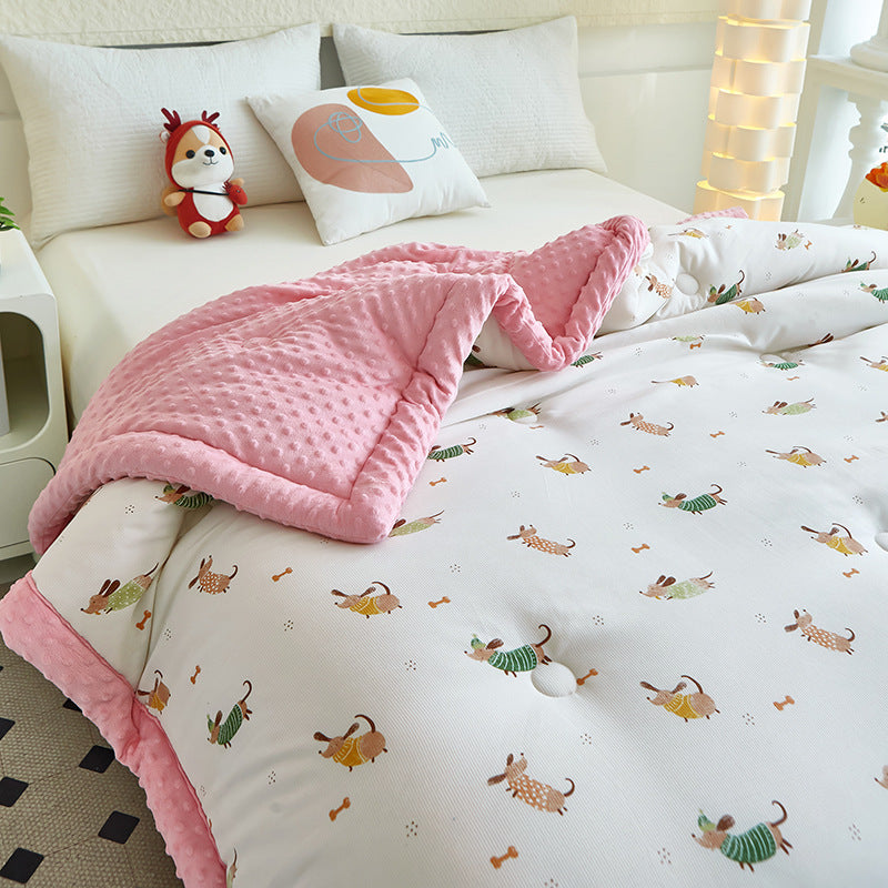 HKM-084755 Washed Cotton Beanie Blanket - Winter Quilt in Various Colors & Sizes