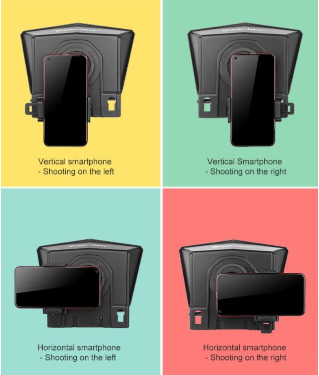 HKM-084819 Portable Smartphone Teleprompter with Adjustable Adapter Rings and Remote Control