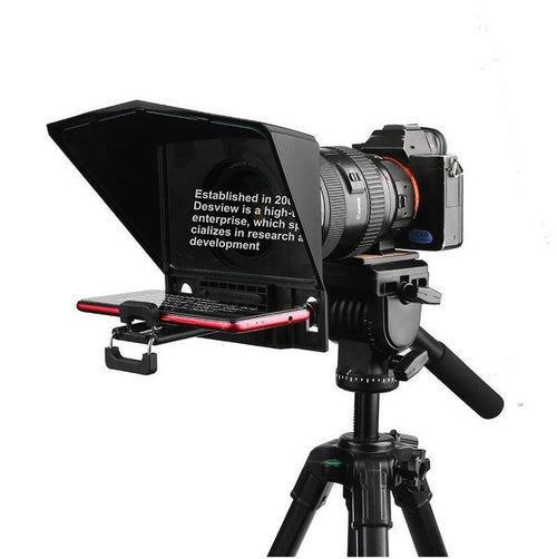 HKM-084819 Portable Smartphone Teleprompter with Adjustable Adapter Rings and Remote Control