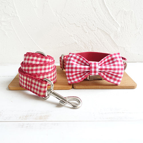 HKM-0849213 Stylish Polyester Pet Collar Bow Tie Set with Leash