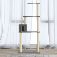 HKM-0850493 Light Gray Cat Tree with Sisal Scratching Posts - 147 cm High for Climbing, Scratching, and Resting