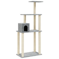 HKM-0850493 Light Gray Cat Tree with Sisal Scratching Posts - 147 cm High for Climbing, Scratching, and Resting