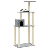HKM-0850493 Light Gray Cat Tree with Sisal Scratching Posts - 147 cm High for Climbing, Scratching, and Resting