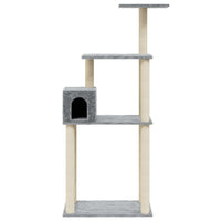 HKM-0850493 Light Gray Cat Tree with Sisal Scratching Posts - 147 cm High for Climbing, Scratching, and Resting