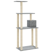 HKM-0850493 Light Gray Cat Tree with Sisal Scratching Posts - 147 cm High for Climbing, Scratching, and Resting
