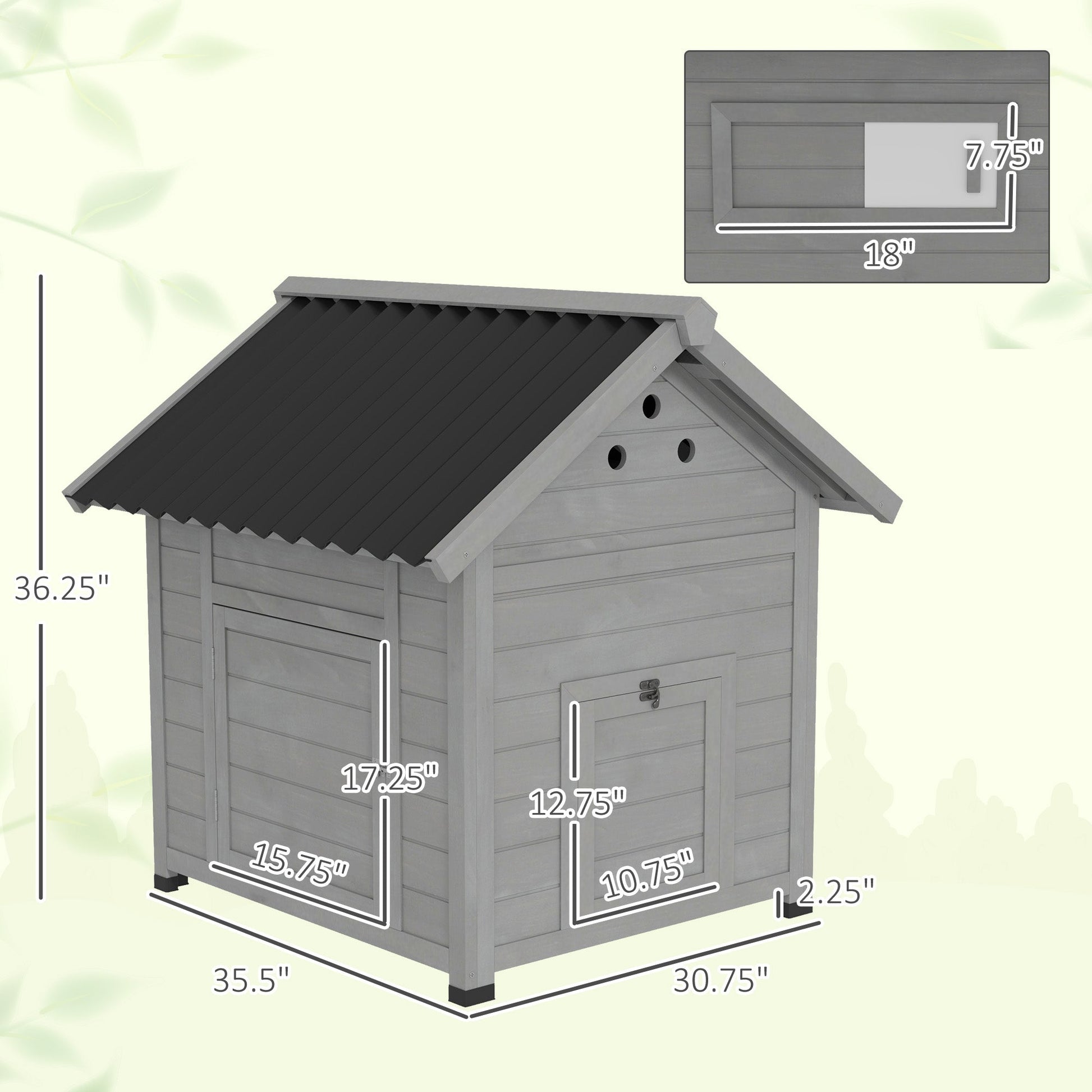 HKM-0850877 Wooden Duck House with Openable Roof & Double Doors, Light Gray Finish, Ideal for 3 Ducks