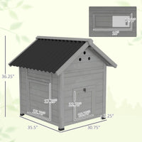 HKM-0850877 Wooden Duck House with Openable Roof & Double Doors, Light Gray Finish, Ideal for 3 Ducks