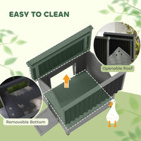 HKM-0850877 Wooden Duck House with Openable Roof & Double Doors, Light Gray Finish, Ideal for 3 Ducks