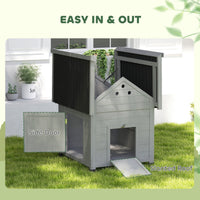 HKM-0850877 Wooden Duck House with Openable Roof & Double Doors, Light Gray Finish, Ideal for 3 Ducks