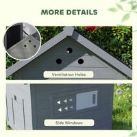 HKM-0850877 Wooden Duck House with Openable Roof & Double Doors, Light Gray Finish, Ideal for 3 Ducks