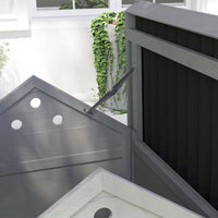 HKM-0850877 Wooden Duck House with Openable Roof & Double Doors, Light Gray Finish, Ideal for 3 Ducks
