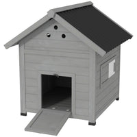 HKM-0850877 Wooden Duck House with Openable Roof & Double Doors, Light Gray Finish, Ideal for 3 Ducks