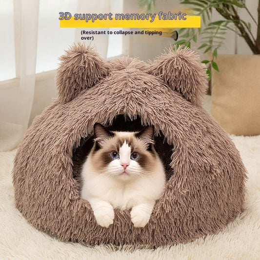 HKM-0851261 Large Cat Nest Semi-Closed Plush Kennel in Multiple Sizes and Colors