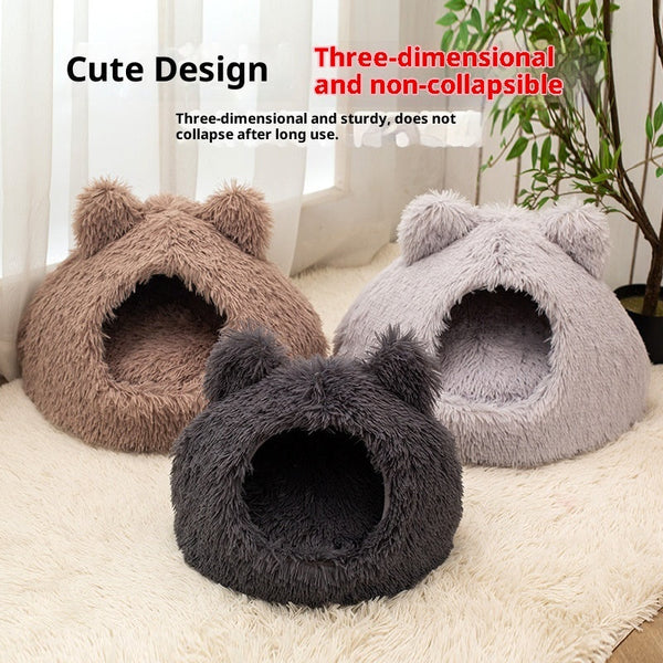 HKM-0851261 Large Cat Nest Semi-Closed Plush Kennel in Multiple Sizes and Colors