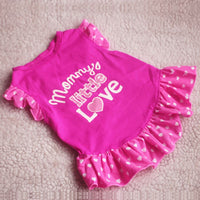 HKM-0851389 Small Dog Summer Dress with Bowknot and Letter Print in Pink, Purple, and Rose - Cotton Blend Apparel for Girls