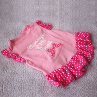 HKM-0851389 Small Dog Summer Dress with Bowknot and Letter Print in Pink, Purple, and Rose - Cotton Blend Apparel for Girls