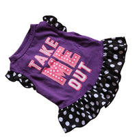 HKM-0851389 Small Dog Summer Dress with Bowknot and Letter Print in Pink, Purple, and Rose - Cotton Blend Apparel for Girls