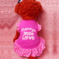 HKM-0851389 Small Dog Summer Dress with Bowknot and Letter Print in Pink, Purple, and Rose - Cotton Blend Apparel for Girls