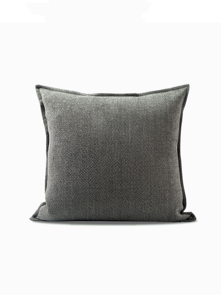 HKM-085139 Dark Gray Cotton and Linen Modern Square Pillow - Multiple Sizes Available
