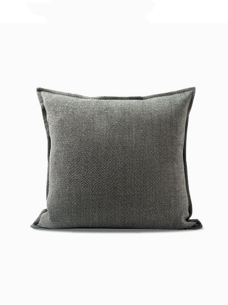 HKM-085139 Dark Gray Cotton and Linen Modern Square Pillow - Multiple Sizes Available