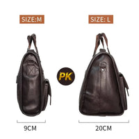 HKM-085139 Vintage Men's Black Leather Briefcase and Shoulder Bag for Laptop and Travel