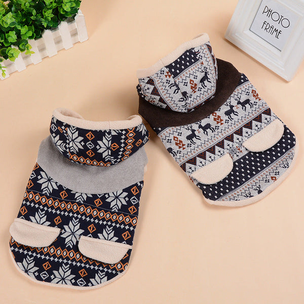 HKM-0851645 Fawn Snowflake Hooded Cotton Coat for Pets - Casual Wear, Available in Various Sizes