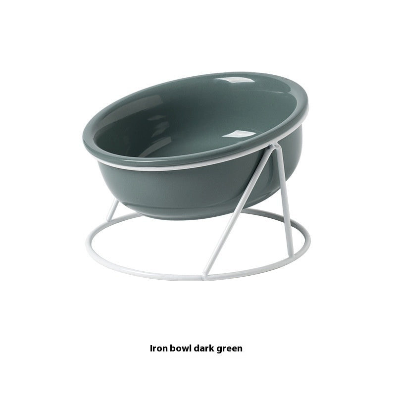 HKM-0853181 Ceramic Pet Bowls with Iron Rack ¨C Double and Single Options Available in Multiple Colors