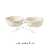 HKM-0853181 Ceramic Pet Bowls with Iron Rack ¨C Double and Single Options Available in Multiple Colors