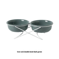 HKM-0853181 Ceramic Pet Bowls with Iron Rack ¨C Double and Single Options Available in Multiple Colors