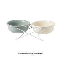 HKM-0853181 Ceramic Pet Bowls with Iron Rack ¨C Double and Single Options Available in Multiple Colors