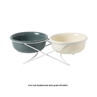 HKM-0853181 Ceramic Pet Bowls with Iron Rack ¨C Double and Single Options Available in Multiple Colors