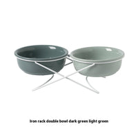 HKM-0853181 Ceramic Pet Bowls with Iron Rack ¨C Double and Single Options Available in Multiple Colors