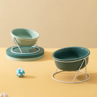 HKM-0853181 Ceramic Pet Bowls with Iron Rack ¨C Double and Single Options Available in Multiple Colors