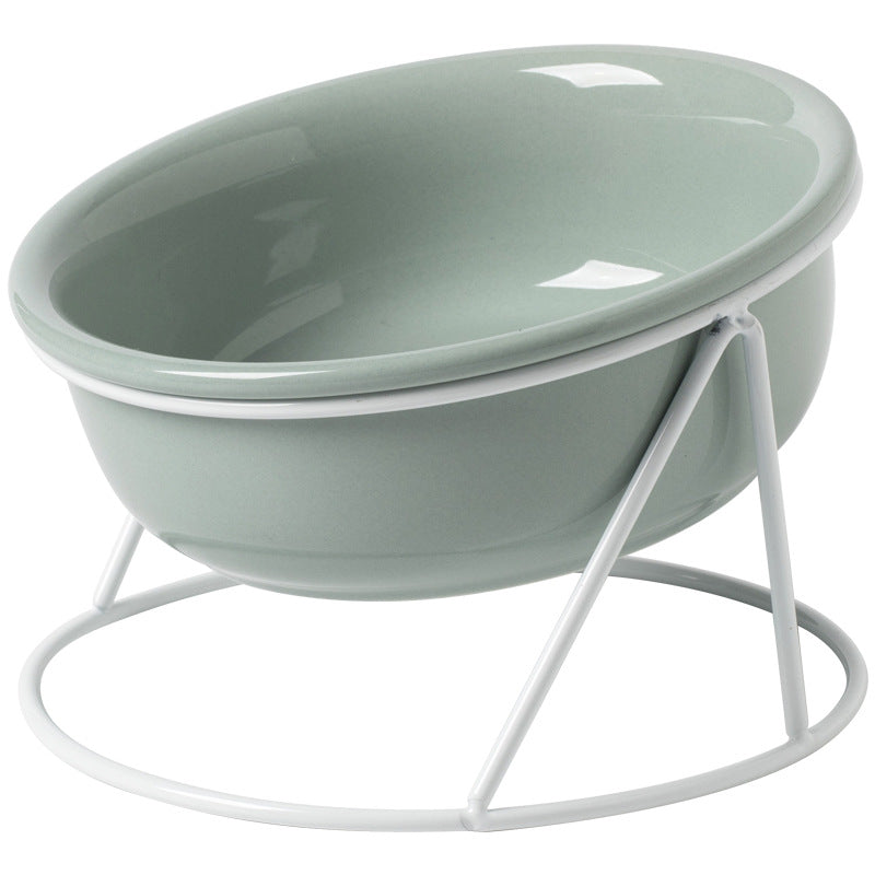 HKM-0853181 Ceramic Pet Bowls with Iron Rack ¨C Double and Single Options Available in Multiple Colors