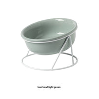 HKM-0853181 Ceramic Pet Bowls with Iron Rack ¨C Double and Single Options Available in Multiple Colors