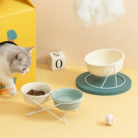 HKM-0853181 Ceramic Pet Bowls with Iron Rack ¨C Double and Single Options Available in Multiple Colors