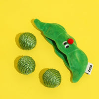 HKM-0854461 Interactive Cat Toy Balls Set - 3PCS Sisal Rope Chew Balls with Rustling Sound and Pea Pod Storage for Indoor Play